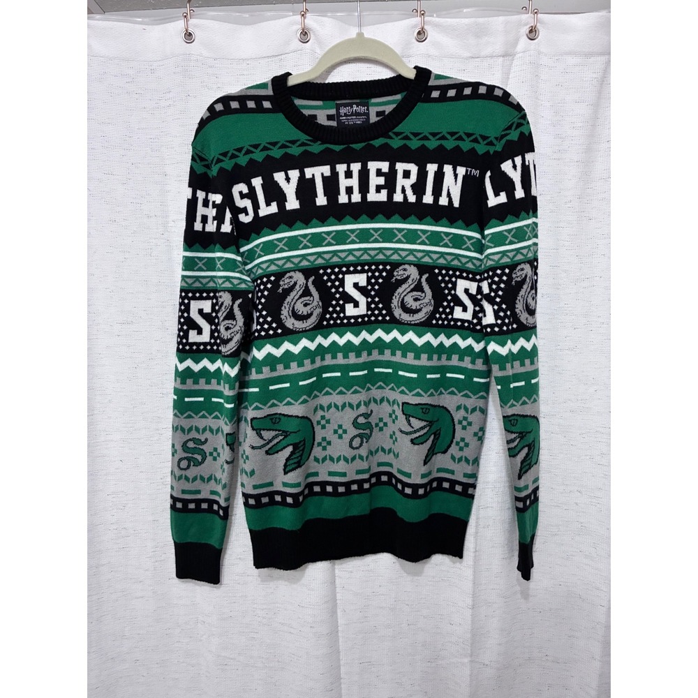Harry Potter Slytherin Sweater Green Black Mens XL Holiday Knit